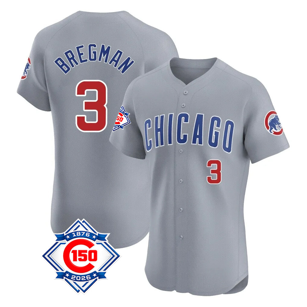 Ldoa C.Cubs #3 Alex Bregman Gray Road 150th Anniversary Limited Elite Home Stitched Jerseys