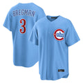 Ldoa C.Cubs #3 Alex Bregman Light Blue Home Game Stitched Jerseys