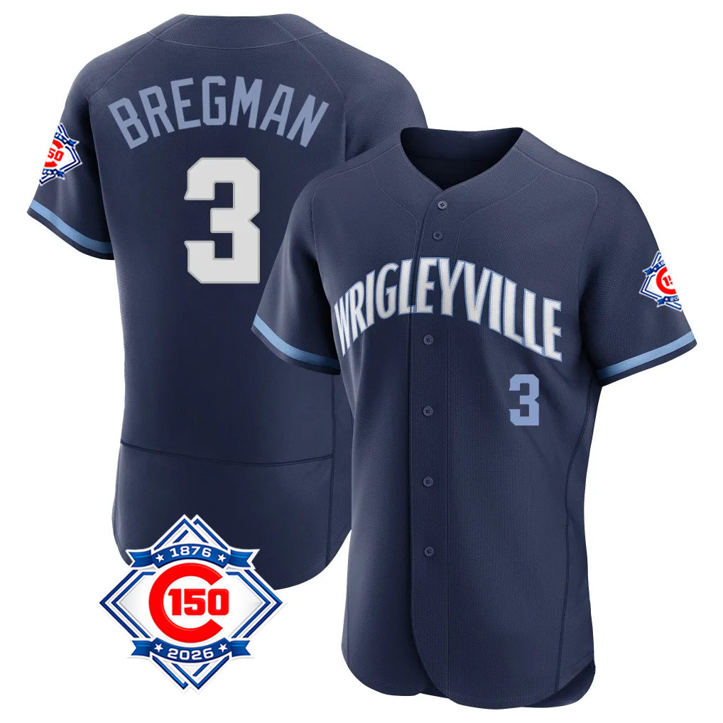 Ldoa C.Cubs #3 Alex Bregman Navy City Connect 150th Anniversary Limited Elite Home Stitched Jerseys