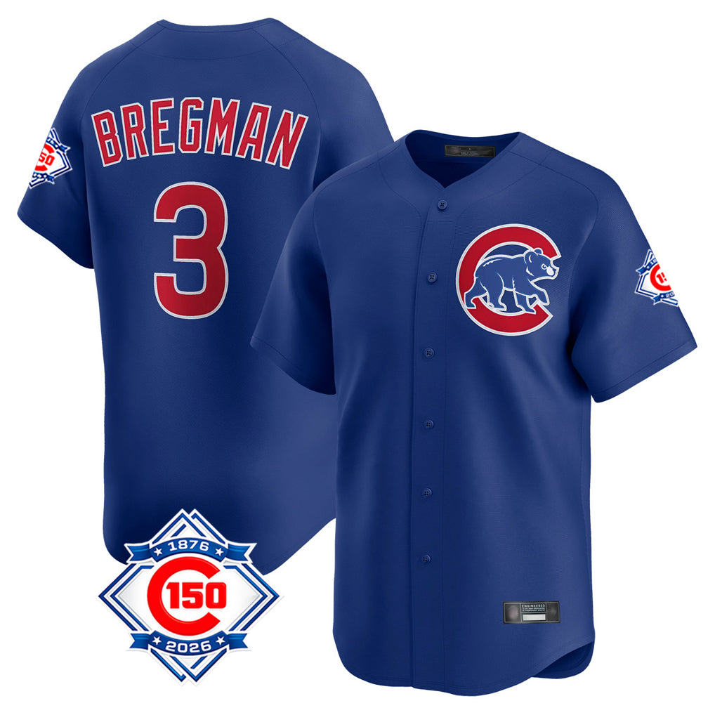 Ldoa C.Cubs #3 Alex Bregman Royal 150th Anniversary Limited Home Stitched Jerseys