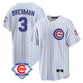 Ldoa C.Cubs #3 Alex Bregman White 150th Anniversary Home Game Stitched Jerseys