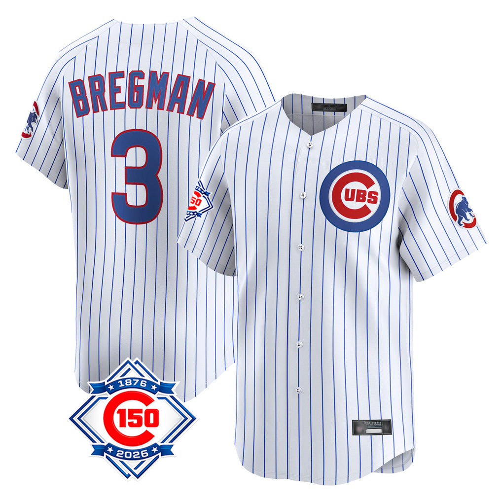 Ldoa C.Cubs #3 Alex Bregman White 150th Anniversary Limited Home Game Stitched Jerseys