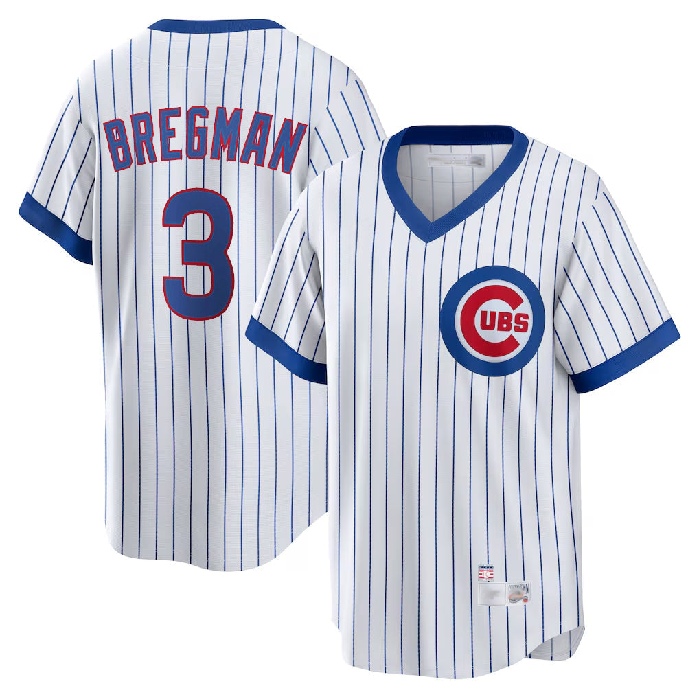 Ldoa C.Cubs #3 Alex Bregman White T-shirt Cooperstown Collection Limited Stitched Jerseys