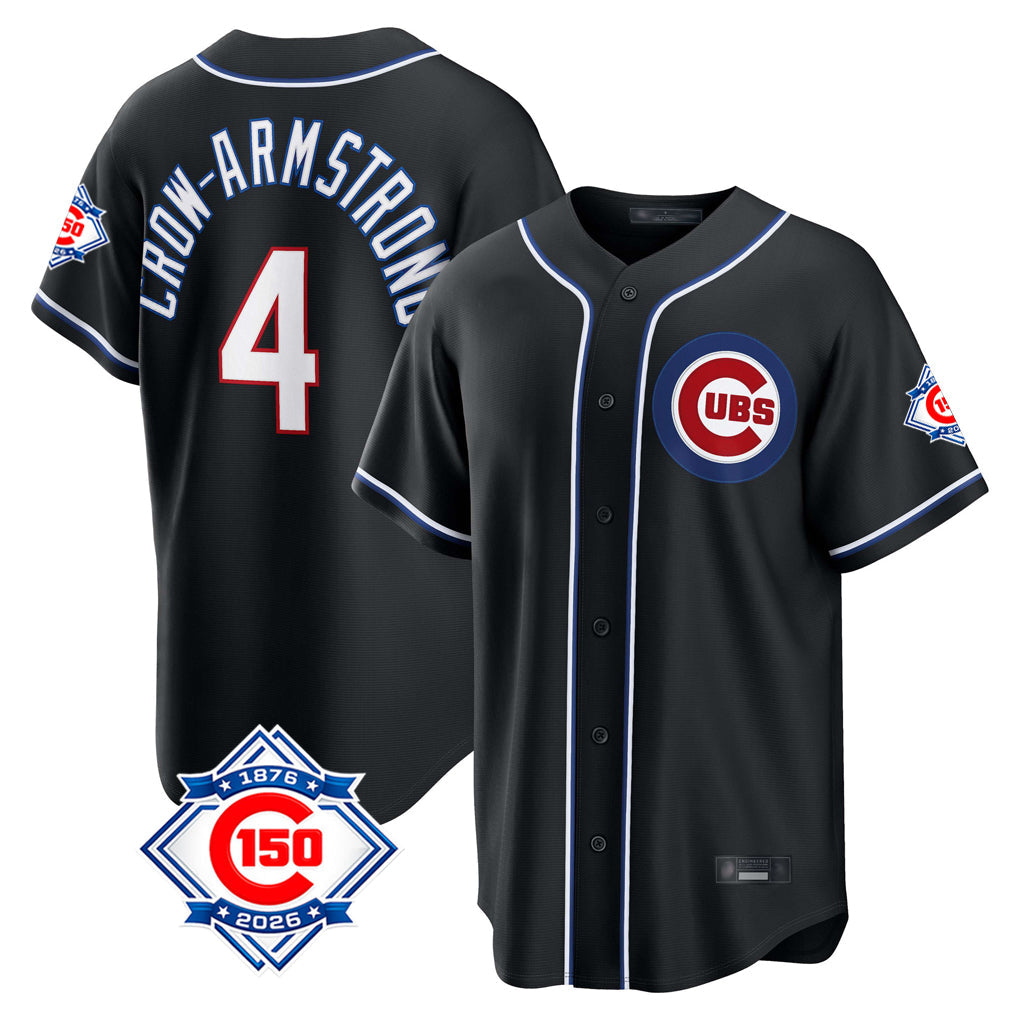 Ldoa C.Cubs #4 Pete Crow-Armstrong Player Black Fashion Out 150th Anniversary Game Stitched Jerseys
