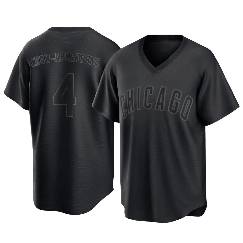 Ldoa C.Cubs #4 Pete Crow-Armstrong Player Black T-shirt Home Game Stitched Jerseys