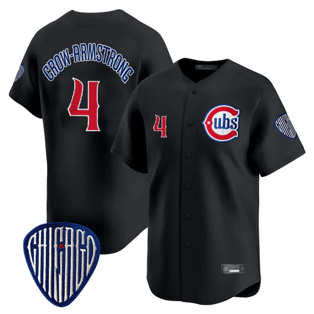 Ldoa C.Cubs #4 Pete Crow-Armstrong Player Black Vapor Premier Limited Home Stitched Jerseys
