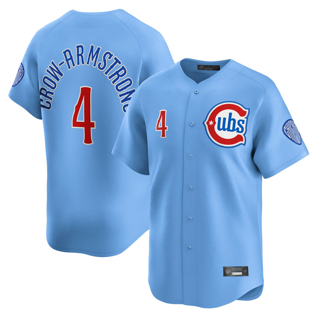 Ldoa C.Cubs #4 Pete Crow-Armstrong Player Light Blue Limited Home Stitched Jerseys