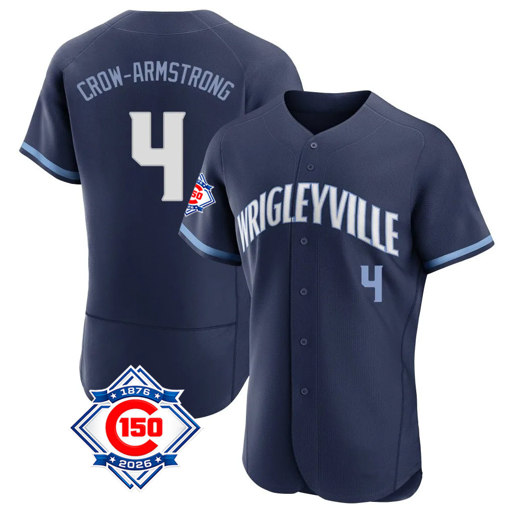 Ldoa C.Cubs #4 Pete Crow-Armstrong Player Navy City Connect 150th Anniversary Limited Elite Home Stitched Jerseys