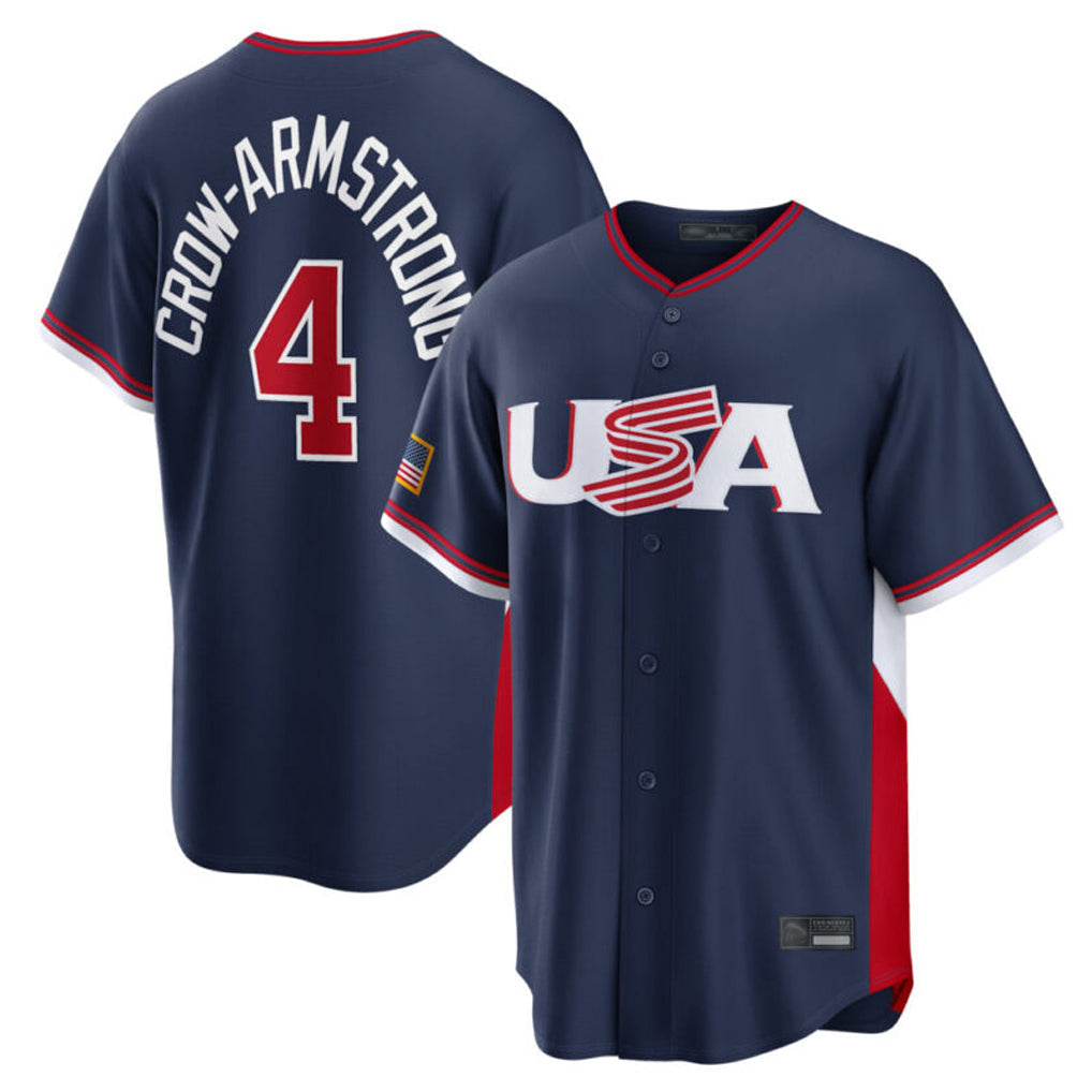 Ldoa C.Cubs #4 Pete Crow-Armstrong Player Navy USA 2026 World Classic Home Limited Stitched Jerseys