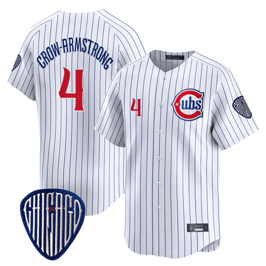 Ldoa C.Cubs #4 Pete Crow-Armstrong Player White Pinstripe Vapor Premier Limited Home Stitched Jerseys