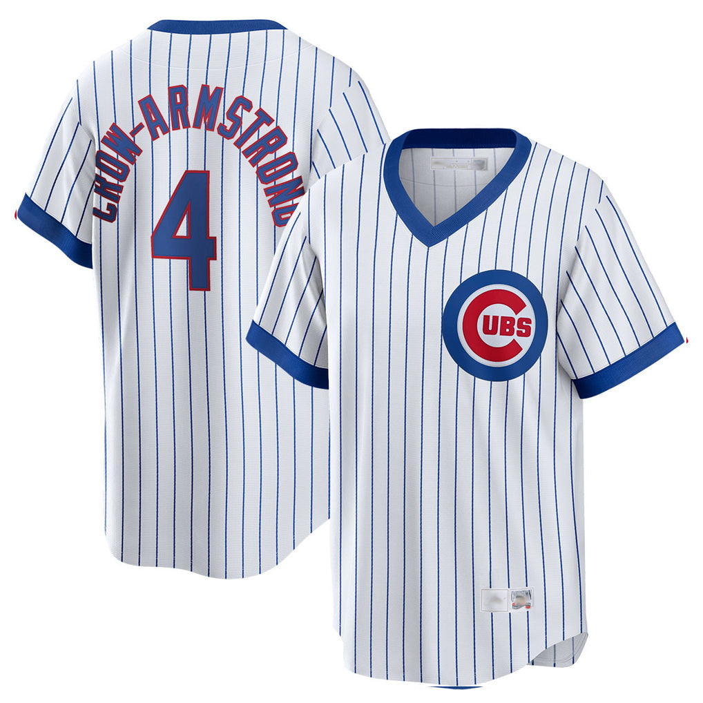 Ldoa C.Cubs #4 Pete Crow-Armstrong Player White T-shirt Cooperstown Collection Limited Stitched Jerseys