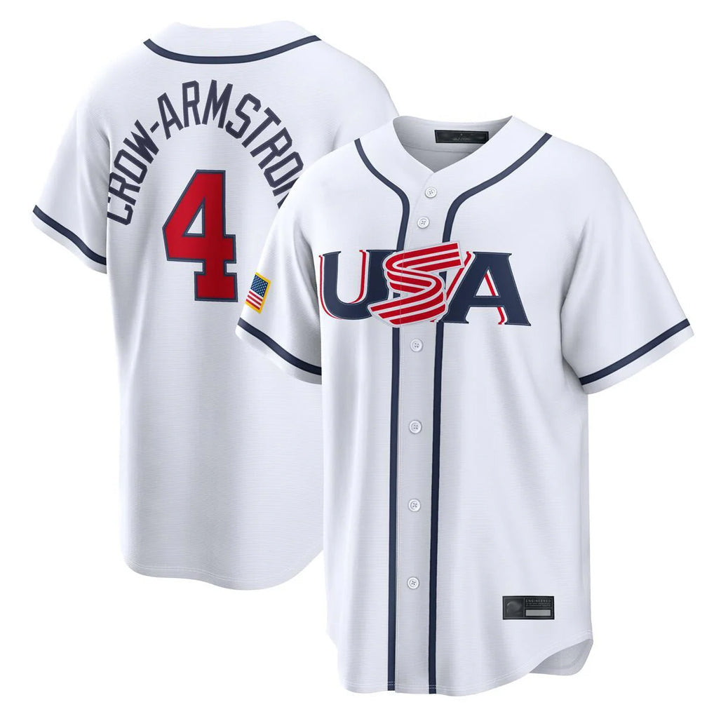 Ldoa C.Cubs #4 Pete Crow-Armstrong Player White USA 2026 World Classic Home Limited Stitched Jerseys