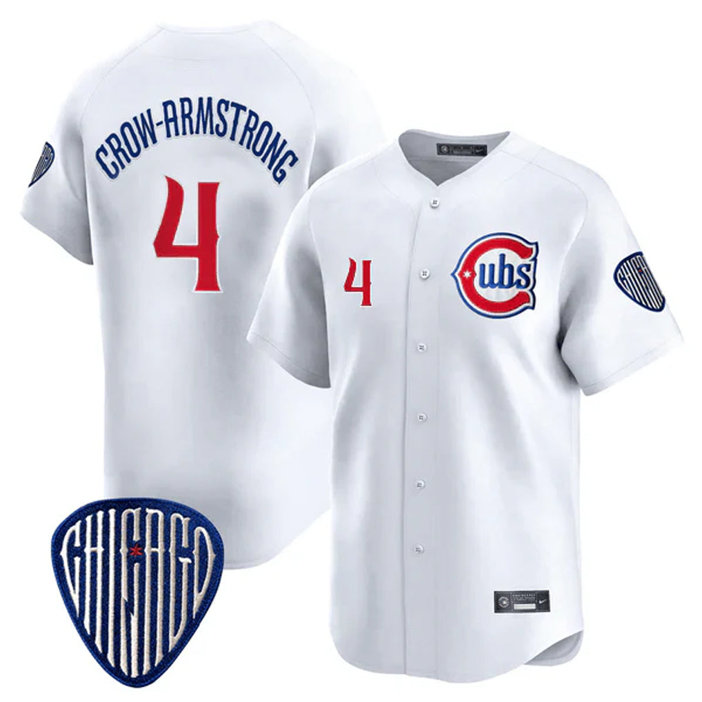 Ldoa C.Cubs #4 Pete Crow-Armstrong Player White Vapor Premier Limited Home Stitched Jerseys