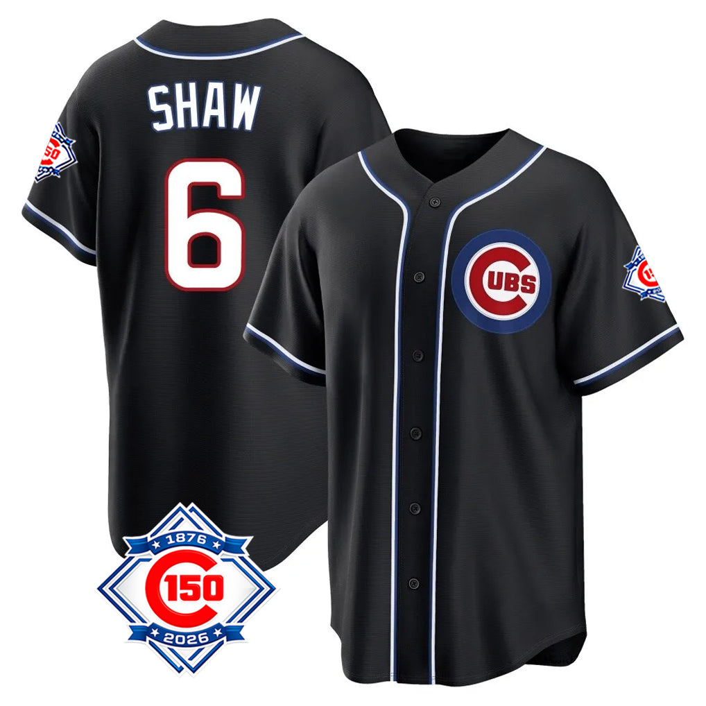 Ldoa C.Cubs #6 Matt Shaw Player Black Fashion Out 150th Anniversary Game Stitched Jerseys