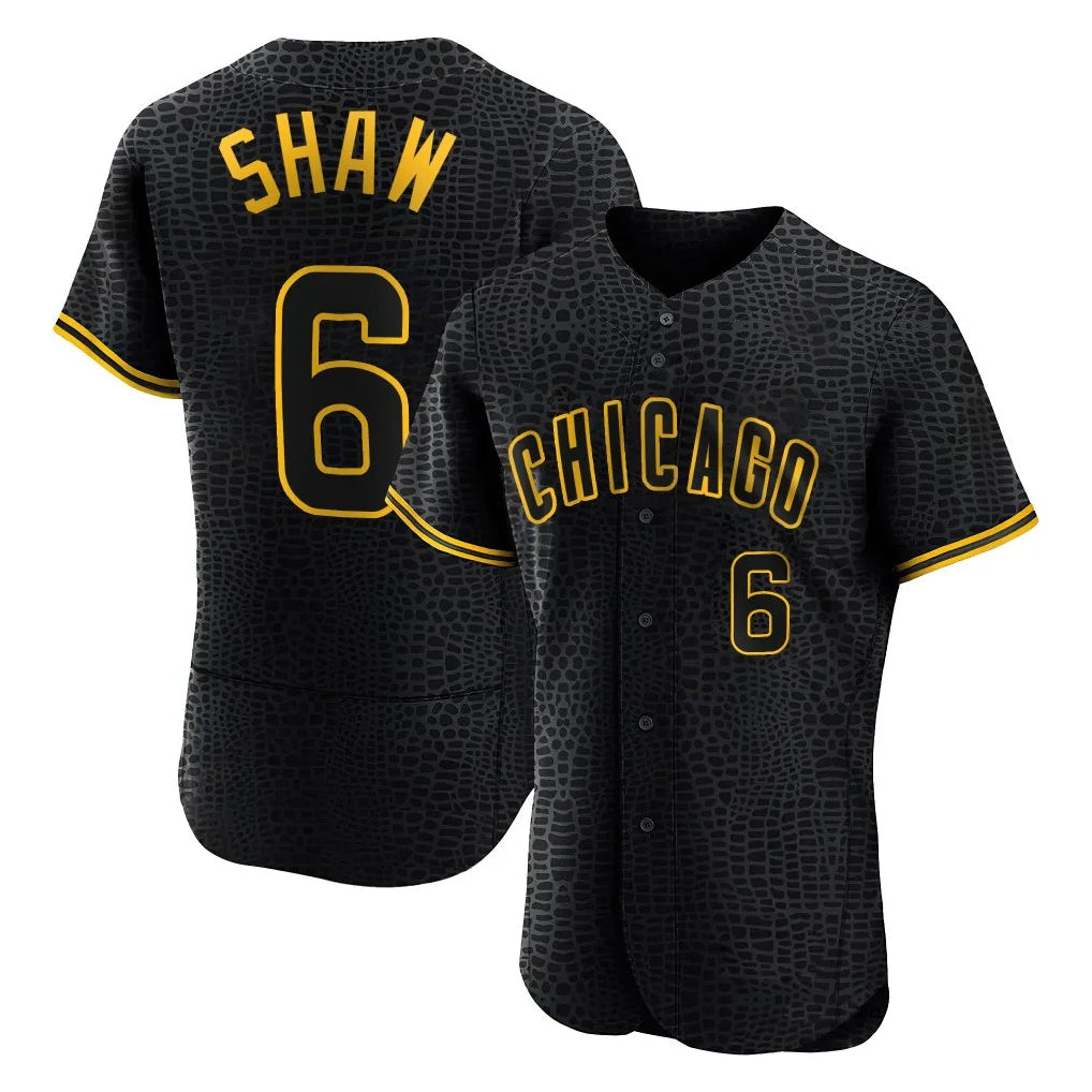 Ldoa C.Cubs #6 Matt Shaw Player Black Snake Skin City Limited Elite Home Game Stitched Jerseys