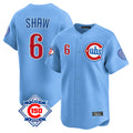 Ldoa C.Cubs #6 Matt Shaw Player Light Blue 150th Anniversary Limited Home Stitched Jerseys