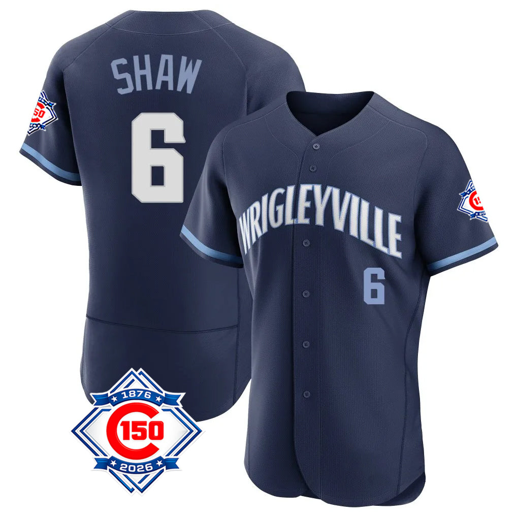 Ldoa C.Cubs #6 Matt Shaw Player Navy City Connect 150th Anniversary Limited Elite Home Stitched Jerseys