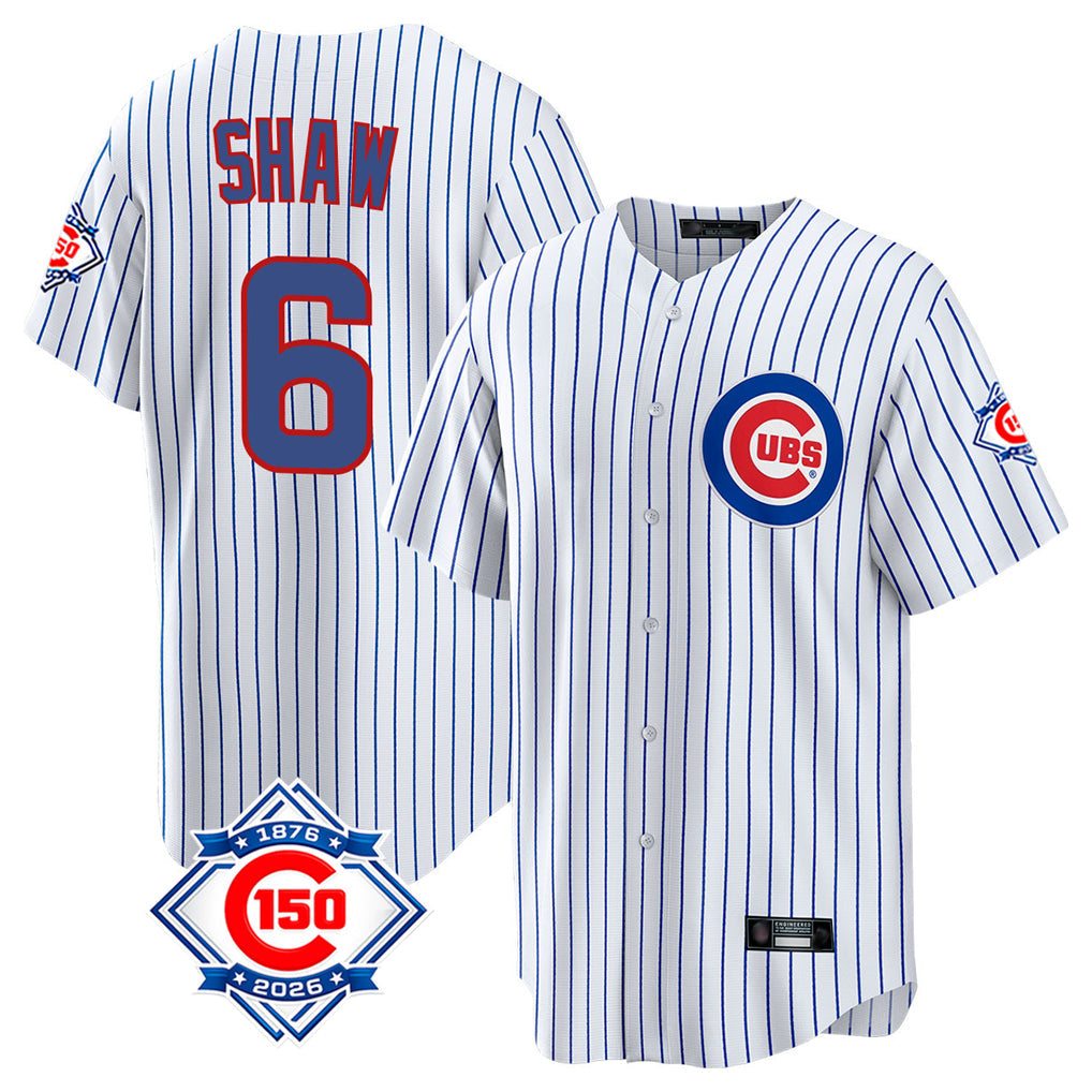 Ldoa C.Cubs #6 Matt Shaw Player White 150th Anniversary Home Game Stitched Jerseys