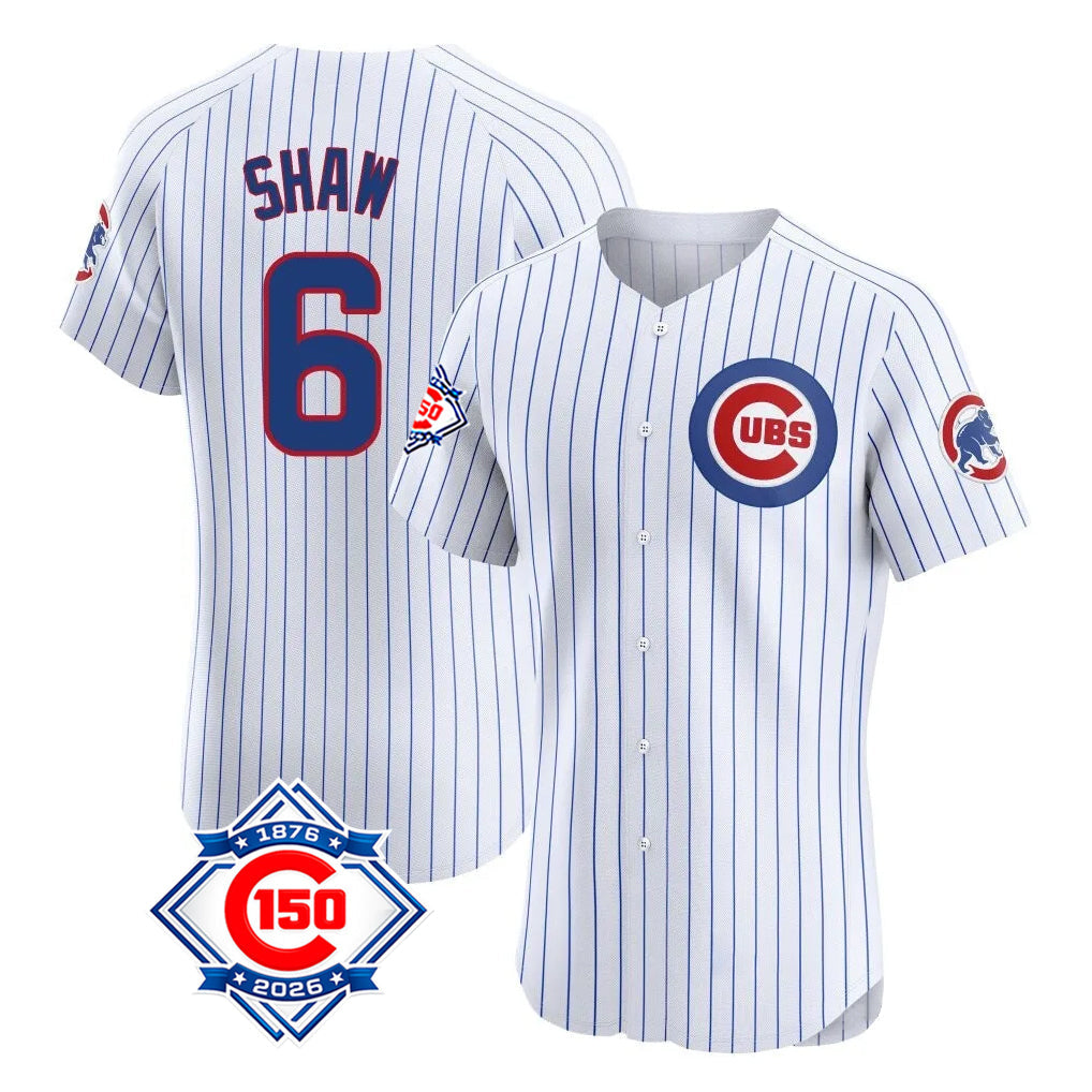Ldoa C.Cubs #6 Matt Shaw Player White 150th Anniversary Limited Elite Home Game Stitched Jerseys