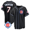 Ldoa C.Cubs #7 Dansby Swanson Player Black Fashion Out 150th Anniversary Game Stitched Jerseys