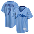 Ldoa C.Cubs #7 Dansby Swanson Player Blue T-shirt Cooperstown Collection Limited Stitched Jerseys