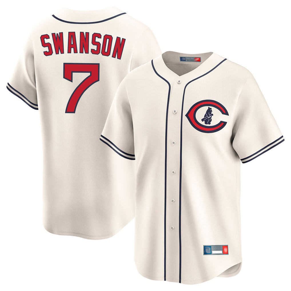 Ldoa C.Cubs #7 Dansby Swanson Player Cream Field of Dreams Limited Home Game Stitched Jerseys