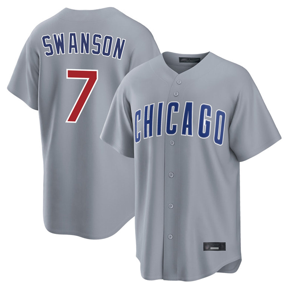 Ldoa C.Cubs #7 Dansby Swanson Player Gray Home Game Stitched Jerseys