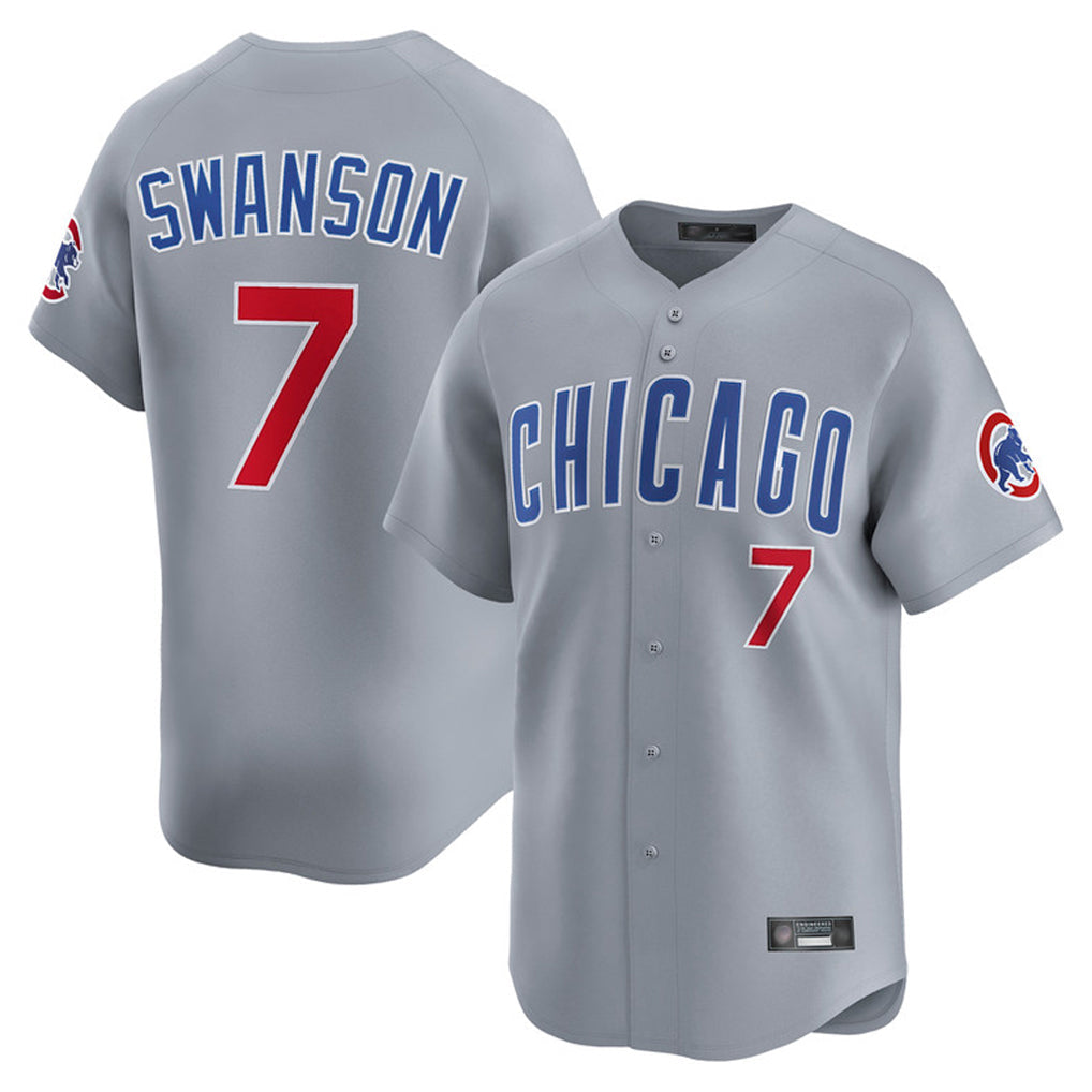 Ldoa C.Cubs #7 Dansby Swanson Player Gray Road Limited Home Stitched Jerseys