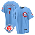 Ldoa C.Cubs #7 Dansby Swanson Player Light Blue 150th Anniversary Home Game Stitched Jerseys