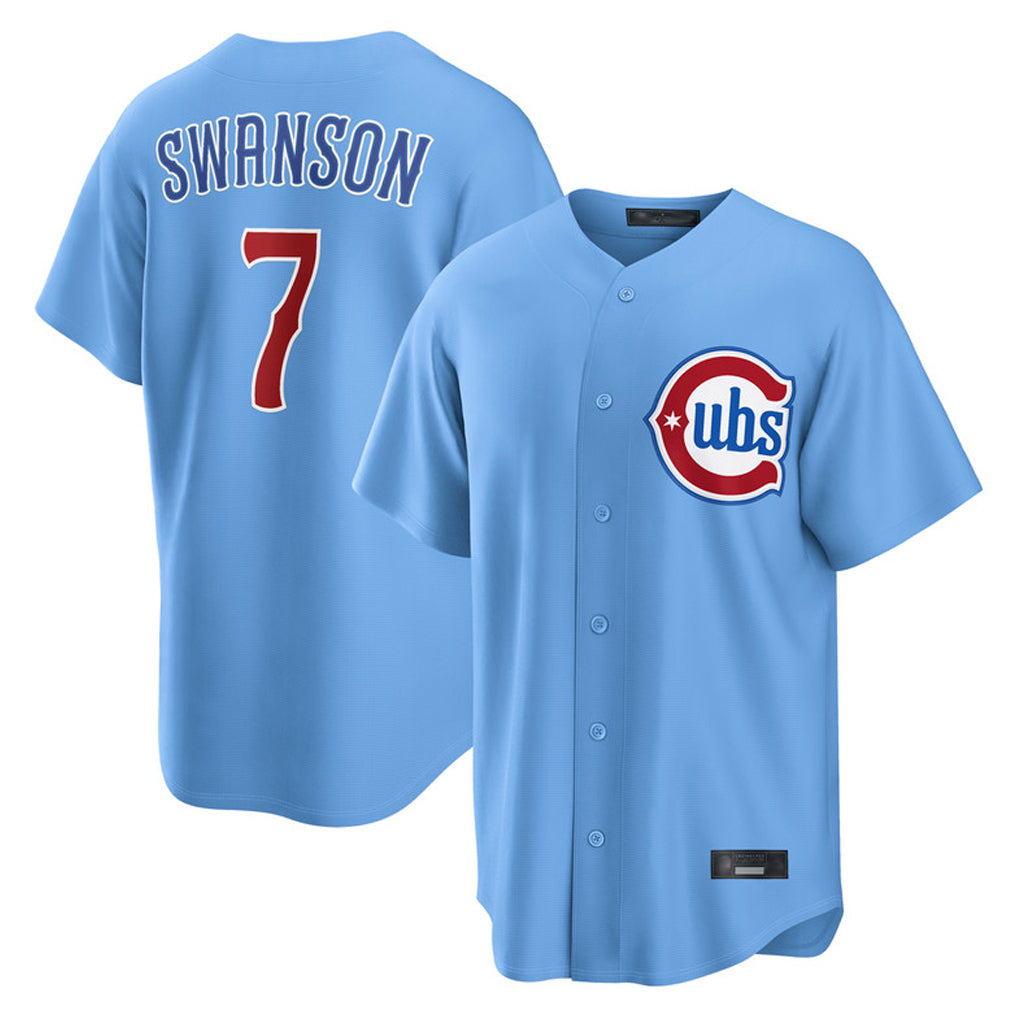 Ldoa C.Cubs #7 Dansby Swanson Player Light Blue Home Game Stitched Jerseys