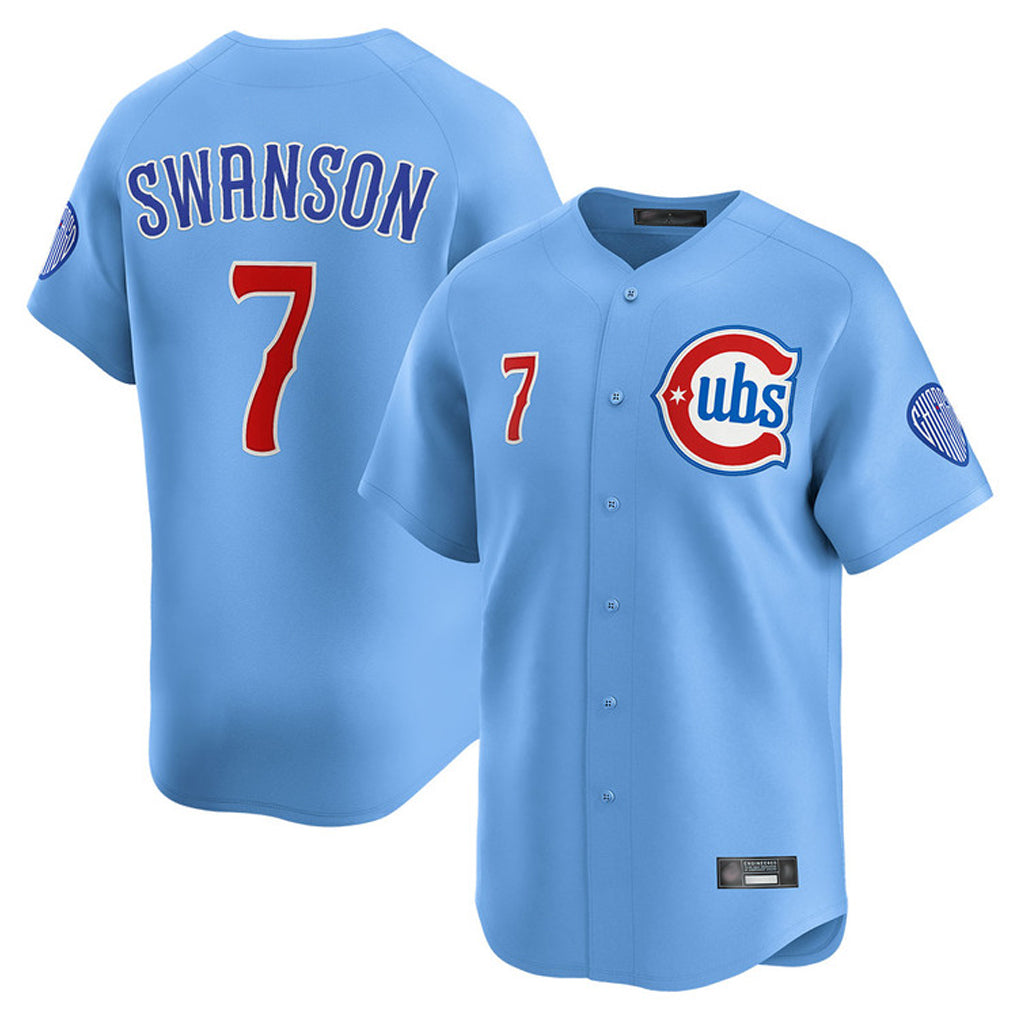 Ldoa C.Cubs #7 Dansby Swanson Player Light Blue Limited Home Stitched Jerseys
