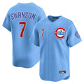 Ldoa C.Cubs #7 Dansby Swanson Player Light Blue Limited Home Stitched Jerseys