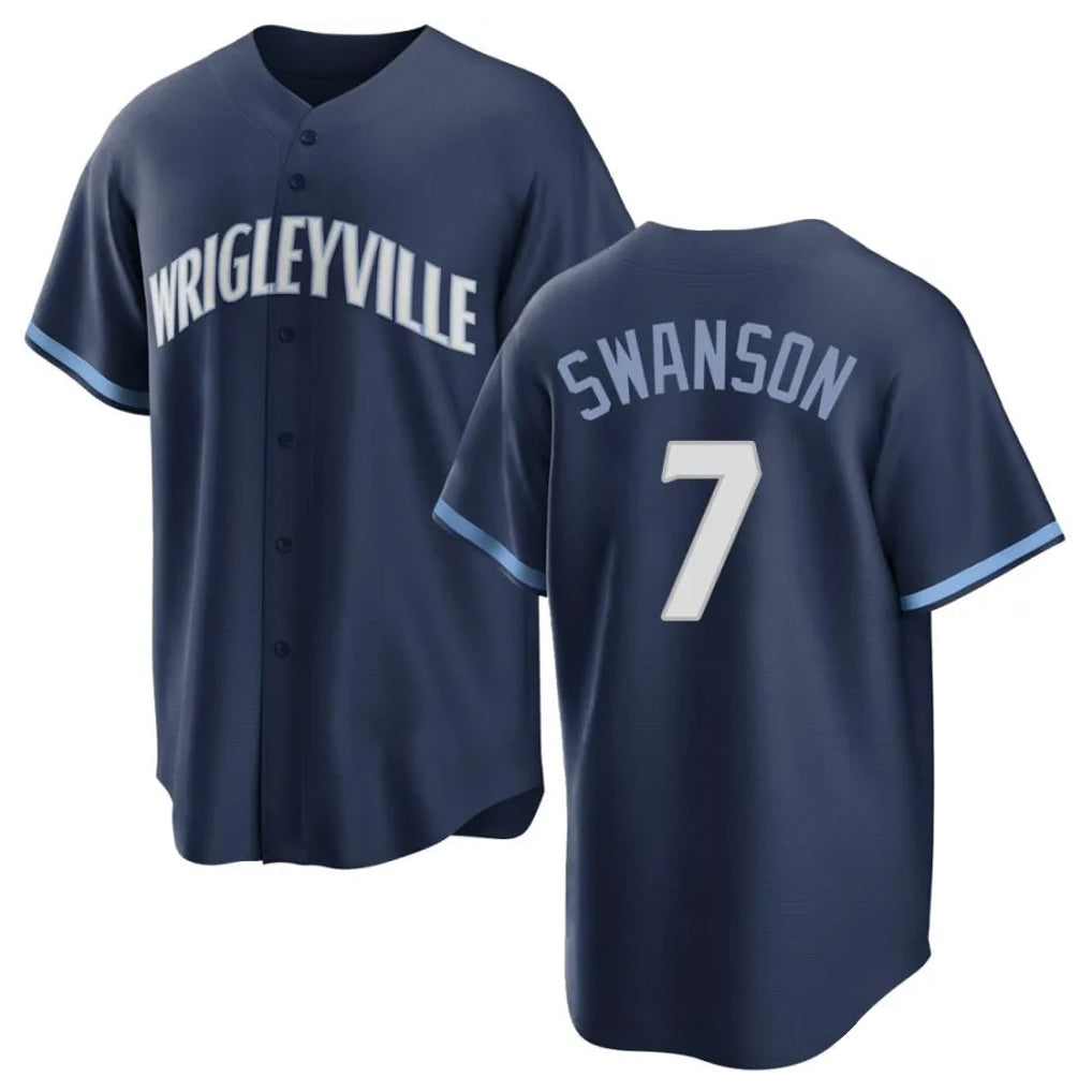 Ldoa C.Cubs #7 Dansby Swanson Player Navy City Connect Home Game Stitched Jerseys