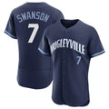 Ldoa C.Cubs #7 Dansby Swanson Player Navy City Connect Limited Elite Home Stitched Jerseys