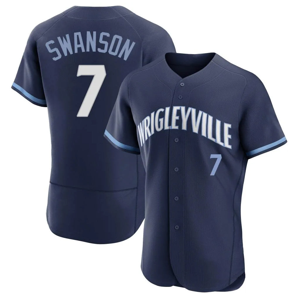 Ldoa C.Cubs #7 Dansby Swanson Player Navy City Connect Limited Elite Home Stitched Jerseys