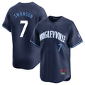 Ldoa C.Cubs #7 Dansby Swanson Player Navy City Connect Limited Home Stitched Jerseys