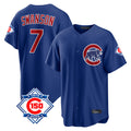 Ldoa C.Cubs #7 Dansby Swanson Player Royal 150th Anniversary Home Game Stitched Jerseys
