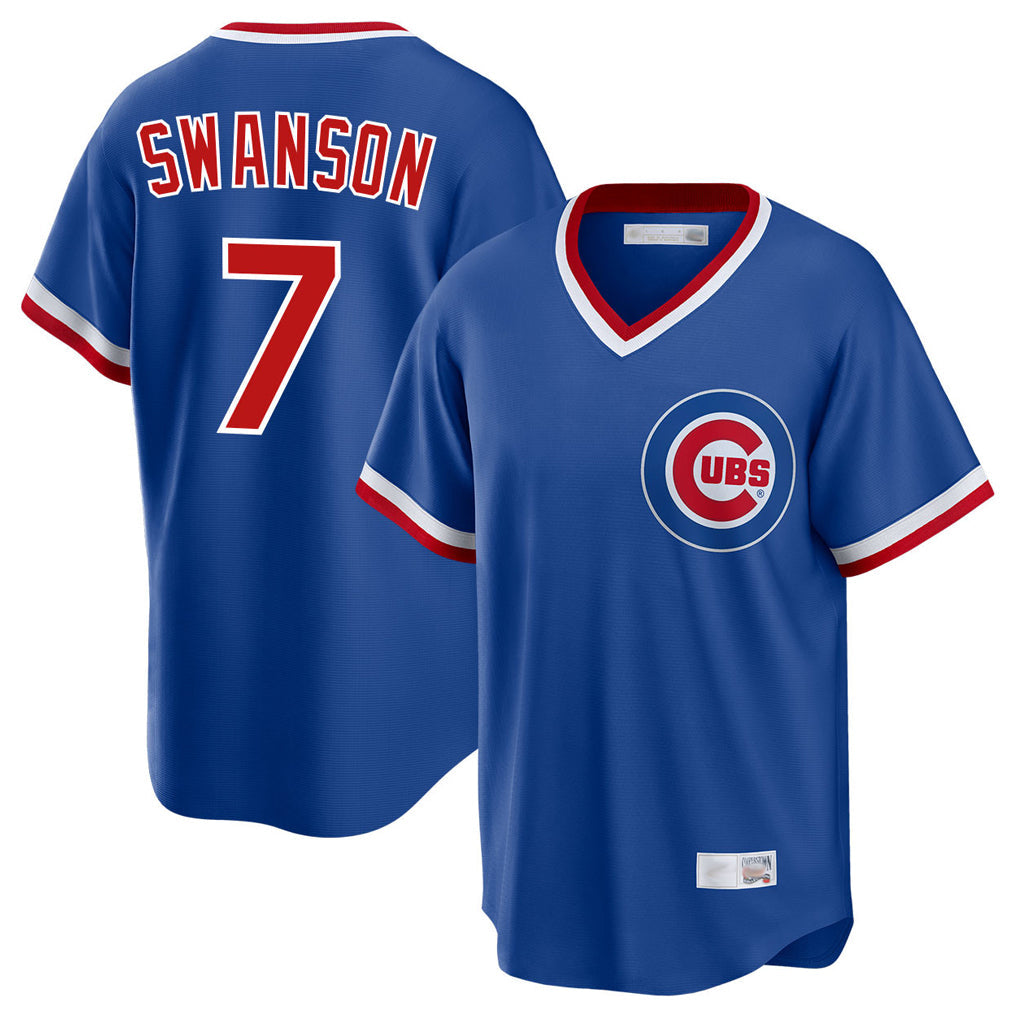Ldoa C.Cubs #7 Dansby Swanson Player Royal T-shirt Cooperstown Collection Limited Stitched Jerseys