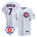 Ldoa C.Cubs #7 Dansby Swanson Player White 150th Anniversary Game Home Stitched Jerseys