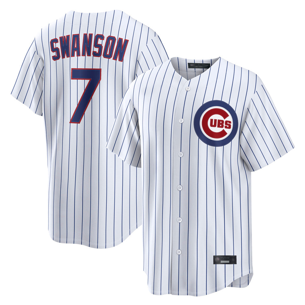 Ldoa C.Cubs #7 Dansby Swanson Player White Game Home Stitched Jerseys