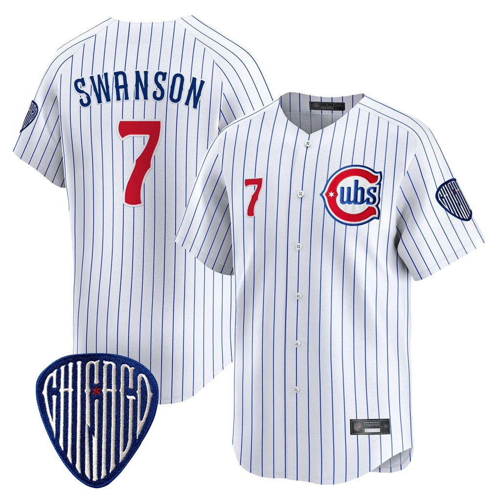 Ldoa C.Cubs #7 Dansby Swanson Player White Pinstripe Vapor Premier Limited Home Stitched Jerseys