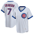 Ldoa C.Cubs #7 Dansby Swanson Player White T-shirt Cooperstown Collection Limited Stitched Jerseys