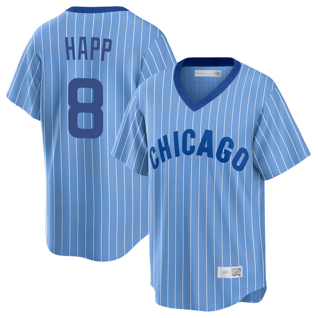 Ldoa C.Cubs #8 Ian Happ Player Blue T-shirt Cooperstown Collection Limited Stitched Jerseys