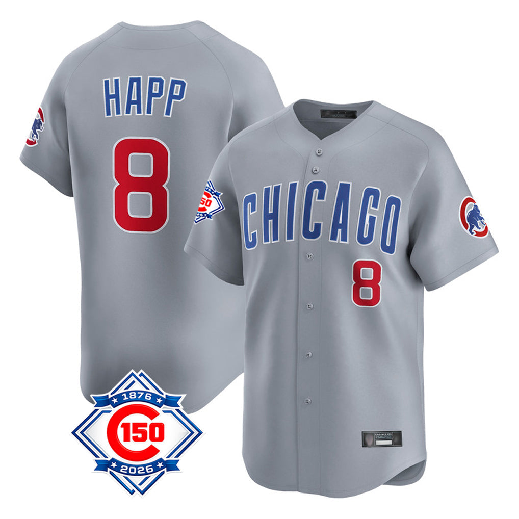 Ldoa C.Cubs #8 Ian Happ Player Gray Road 150th Anniversary Limited Home Stitched Jerseys