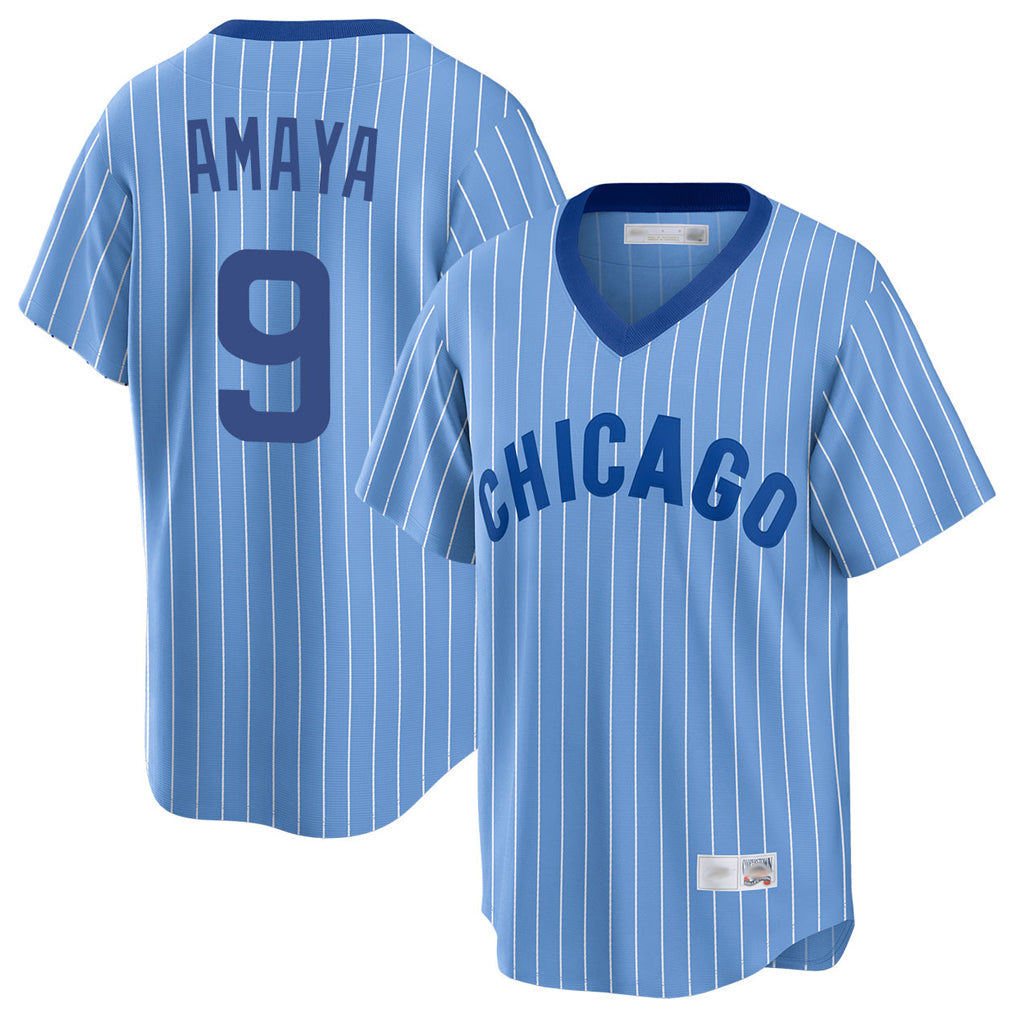 Ldoa C.Cubs #9 Miguel Amaya Player Blue T-shirt Cooperstown Collection Limited Stitched Jerseys