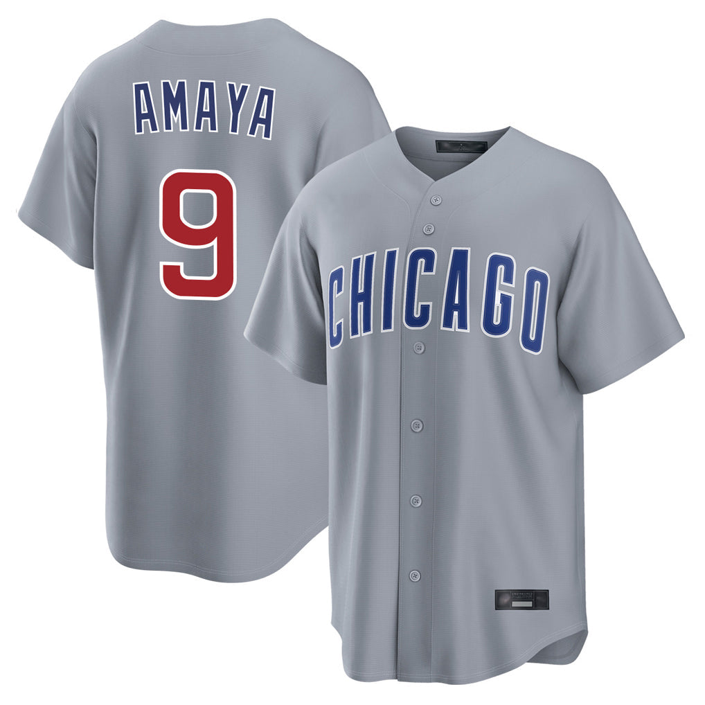 Ldoa C.Cubs #9 Miguel Amaya Player Gray Home Game Stitched Jerseys