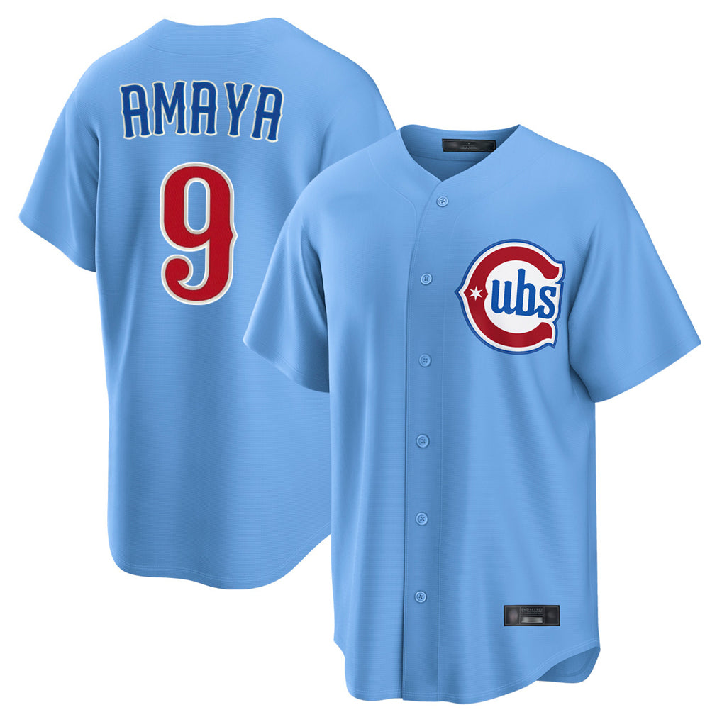 Ldoa C.Cubs #9 Miguel Amaya Player Light Blue Home Game Stitched Jerseys