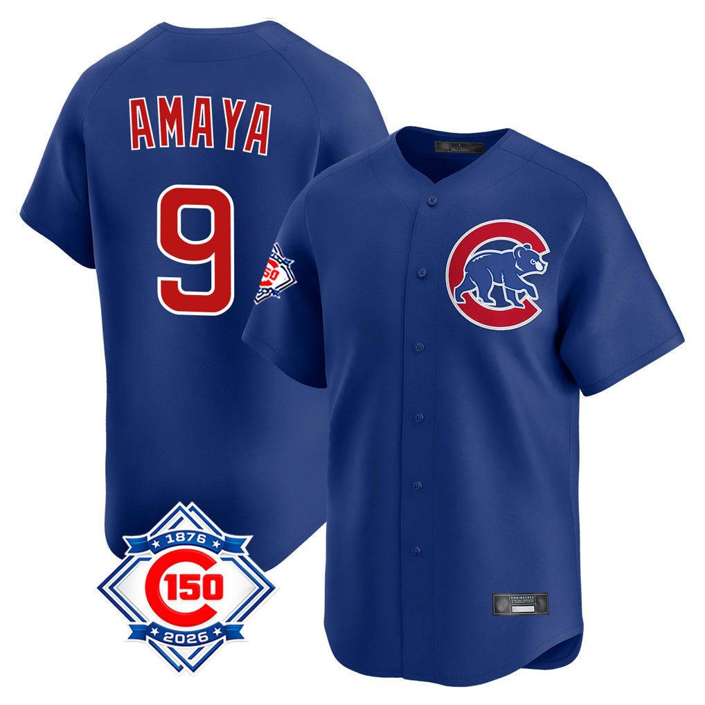 Ldoa C.Cubs #9 Miguel Amaya Player Royal 150th Anniversary Limited Home Stitched Jerseys