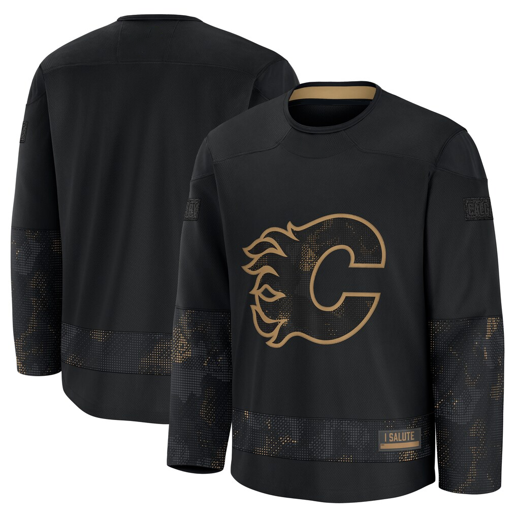 Tuec C.Flames Black 2024 Military Appreciation Practice Jerseys
