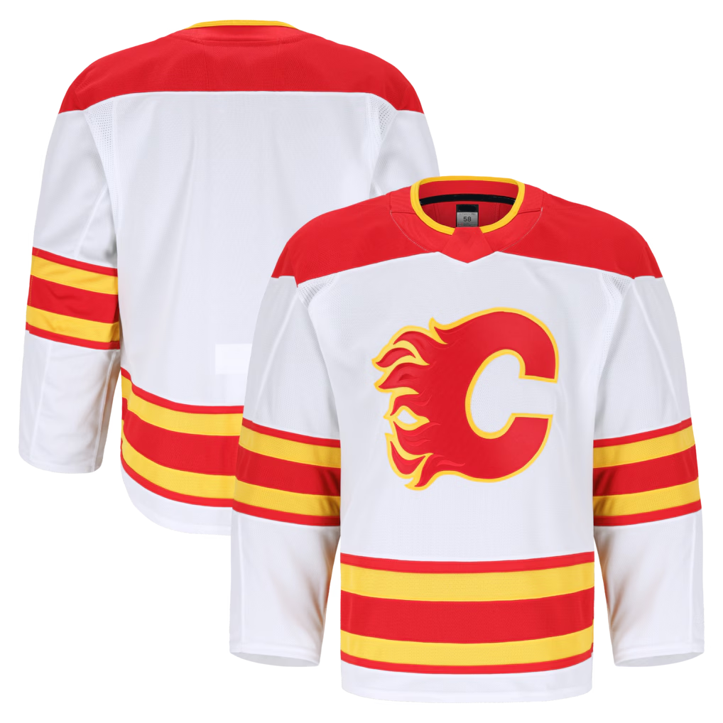 Tuec C.Flames White Away Authentic Pro Jerseys